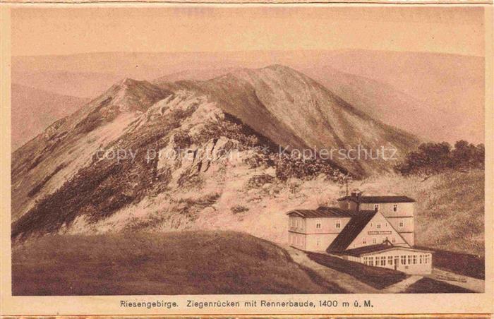 Ziegenruecken Riesengebirge PL Panoama mit Rennerbaude