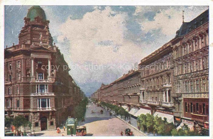 BUDAPEST HU Andrássy-út Strassenpartie Kuenstlerkarte