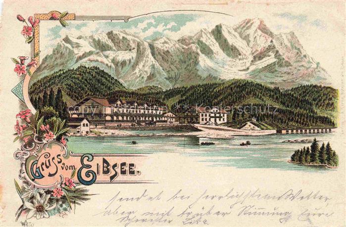 Eibsee Grainau Garmisch-Partenkirchen Panorama Blick ueber den See Hotel Alpen K