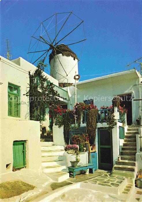 Mykonos Micono Myconos Greece Ansicht mit Windmuehle