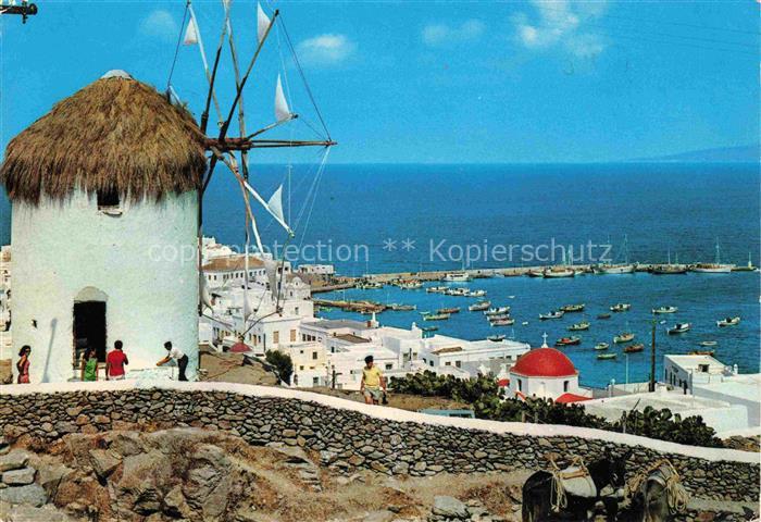 Myconos Mykonos Micono Greece Windmuehle Hafen