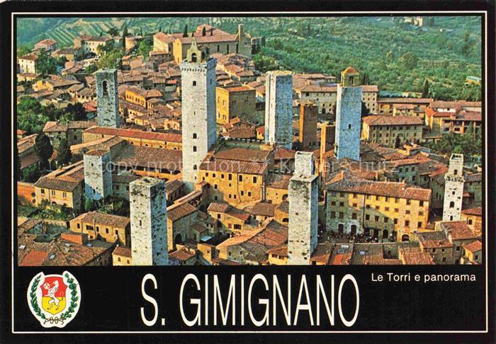 San Gimignano Toscana IT Le Torri e panorama veduta aerea