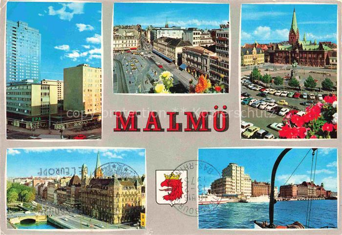 Malmoe  Sweden Stadtansichten Hochhaeuser Platz Denkmal Hafen