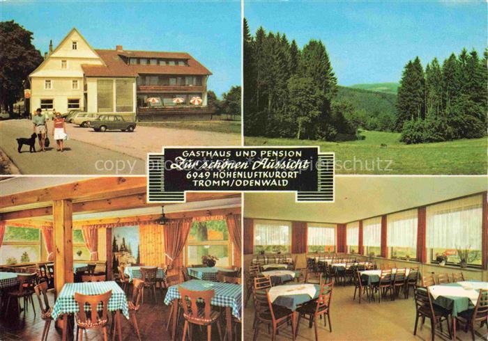 Tromm Odenwald Gasthaus Pension Zur schoenen Aussicht Gastraeume Landschaftspano