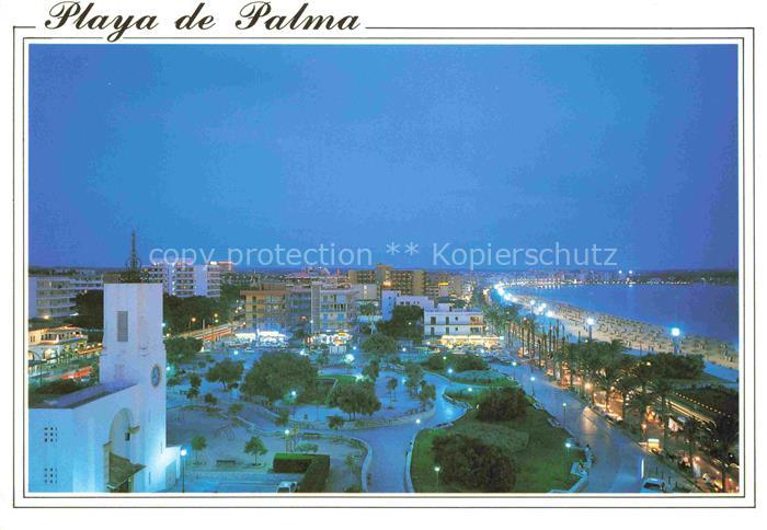 Playa de Palma Mallorca Kuestenpanorama Strand Nachtaufnahme