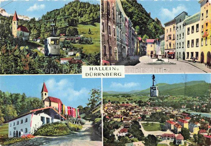 Hallein AT Stadtpanorama Zentrum Kirche Bergbahn Duerrnberg