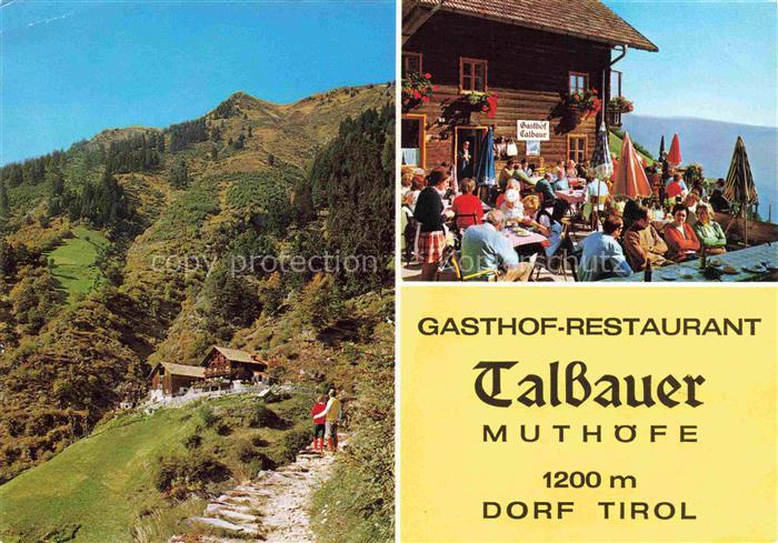 Dorf-Tirol Suedtirol IT Berggasthof Restaurant Talbauer Sonnenterrasse Muthoefe