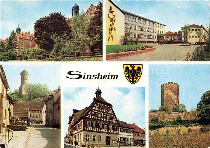 Sinsheim Elsenz Teilansichten Schule Fachwerkhaus Burgruine