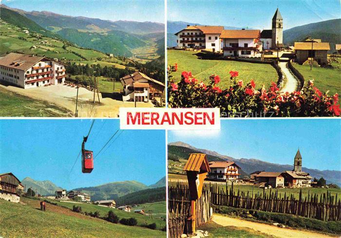 Meransen Muehlbach Suedtirol IT Panorama Bergbahn Ortsansicht mit Kirche Wegekre