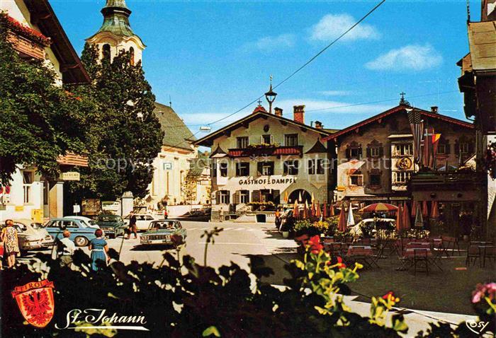 St Johann Tirol AT Ortszentrum Gasthof Strassencafé Serie Malerisches Tiroler La