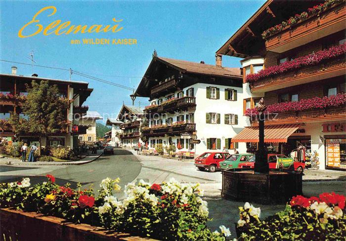 Ellmau Elmau Tirol AT Ortszentrum Blumenschmuck Erholungsort am Fusse des Wilden