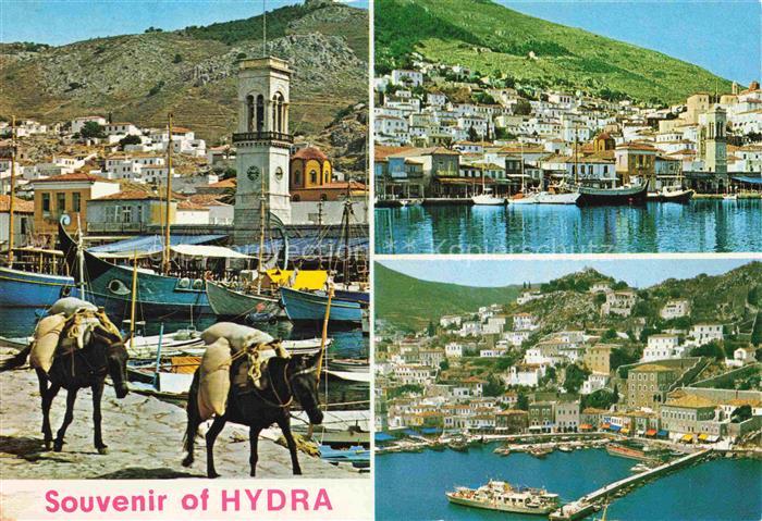 Hydra Ydra Hidra Idra Greece Hafen Fischkutter Lasttiere Panorama Hafen Luftaufn