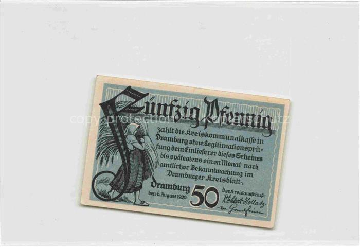 Dramburg Pommern Drawsko Pomorskie PL 50 Pfennig Notgeldschein