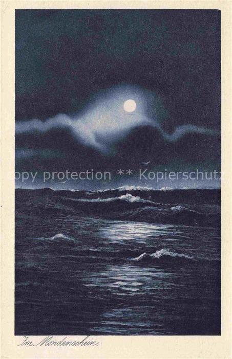 MISDROY Ostseebad Miedzyzdroje PL Im Mondenschein Kupfertiefdruck