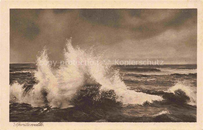 MISDROY Ostseebad Miedzyzdroje PL Wellengang Spritzenwelle Kupfertiefdruck