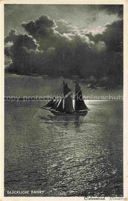 MISDROY Ostseebad Miedzyzdroje PL Glueckliche Fahrt Segelschiff Abendstimmung au