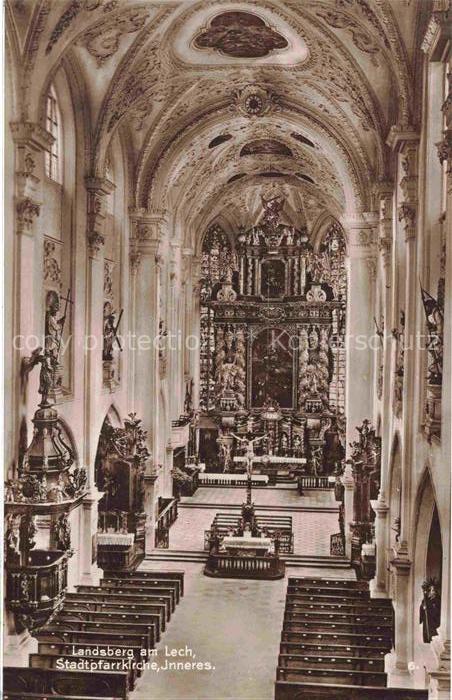 Landsberg Lech Bayern Inneres der Stadtpfarrkirche Altar Trinks-Postkarte