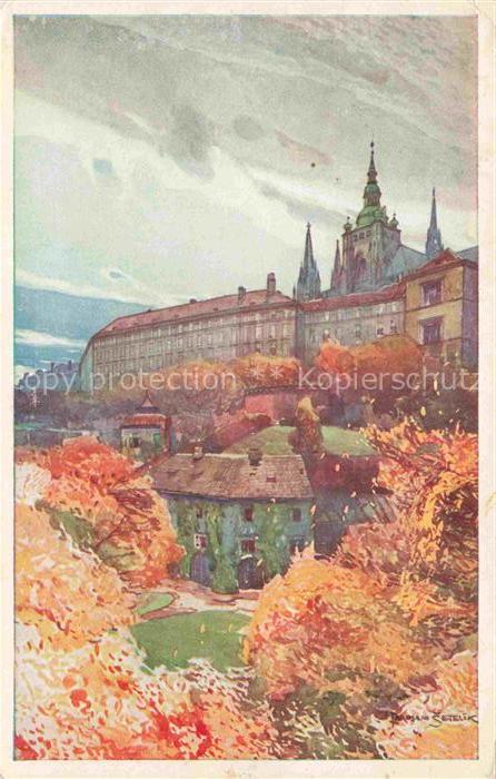 Prag  PRAHA Prahy Prague Prager Aquarelle von Jar. Setelik Unter der Burg Kuenst
