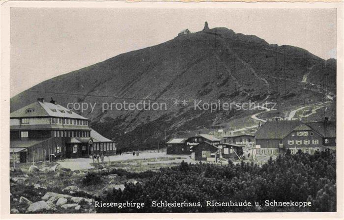 Schlesierhaus Schlesiertalbaude 1400m Riesengebirge PL Riesenbaude und Schneekop