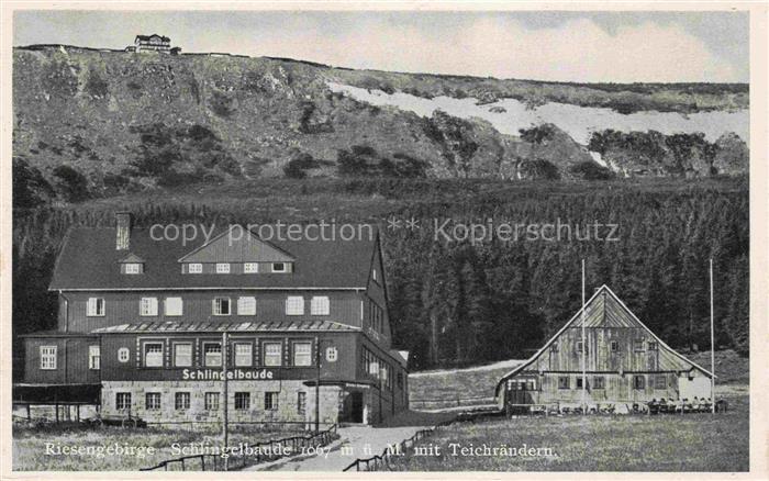 Schlingelbaude Karpacz PL mit Teichraendern Riesengebirge