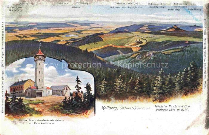 Keilberg Erzgebirge Klinovec v Rudhori 1244m CZ Panorama Hoechster Punkt des Erz
