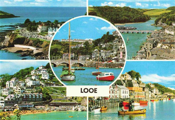 Looe St Martin Caradon Cornwall UK Teilansichten Kuestenpanorama Hafen