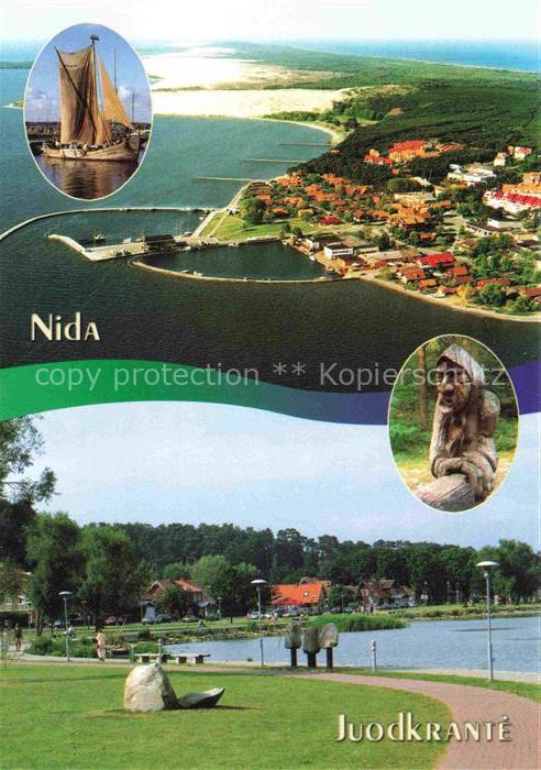 Nida Lithuania Panorama Luftaufname Segelschiff Statue Skulptur Promenade