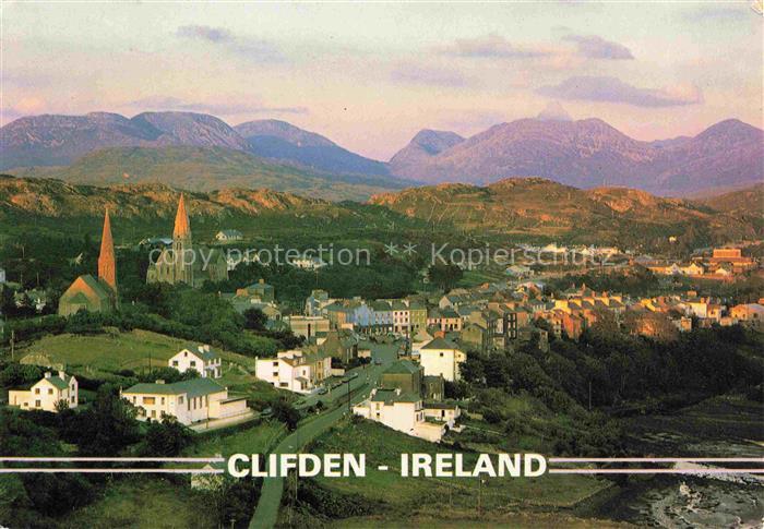 Clifden Galway Panorama Capital of Connemara Mountains aerial view