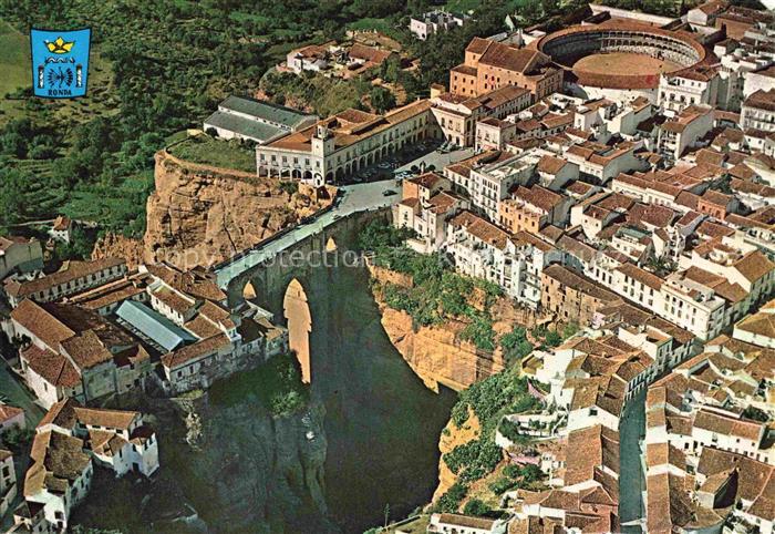 Ronda Andalucia Malaga ES Vista aérea Puente y Plaza de Toros