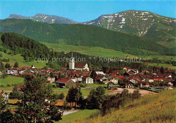 Oberstaufen Oberallgaeu Bayern Panorama Blick gegen Rindalphorn und Hochgrat Al