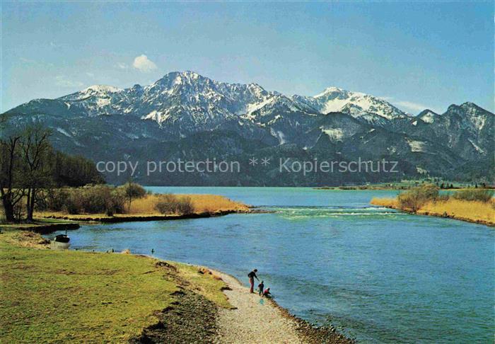 Kochelsee und Loisach Blick gegen Herzogstand Bayerische Voralpen