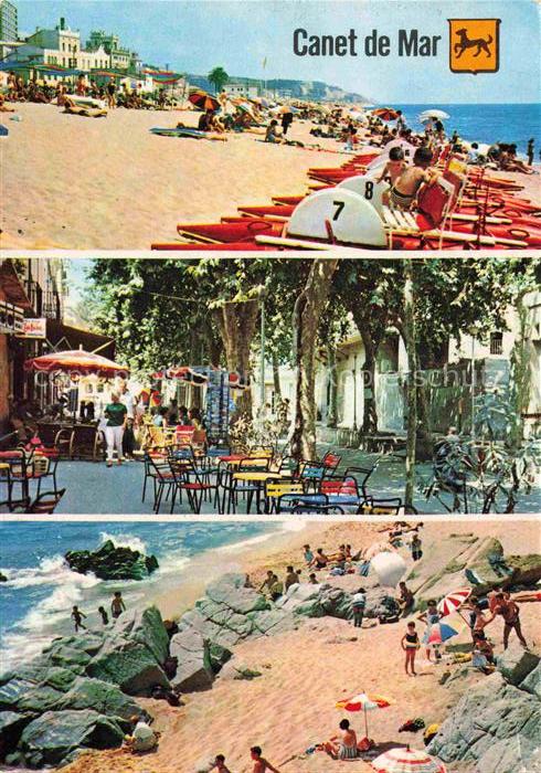 Canet de Mar Barcelona Cataluna ES Strandleben Strassencafés
