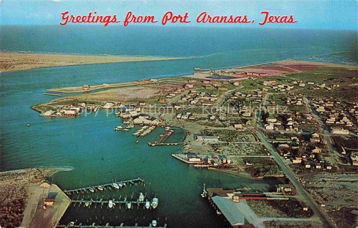 Port Aransas Texas USA Aerial view boating facilities and marina areas