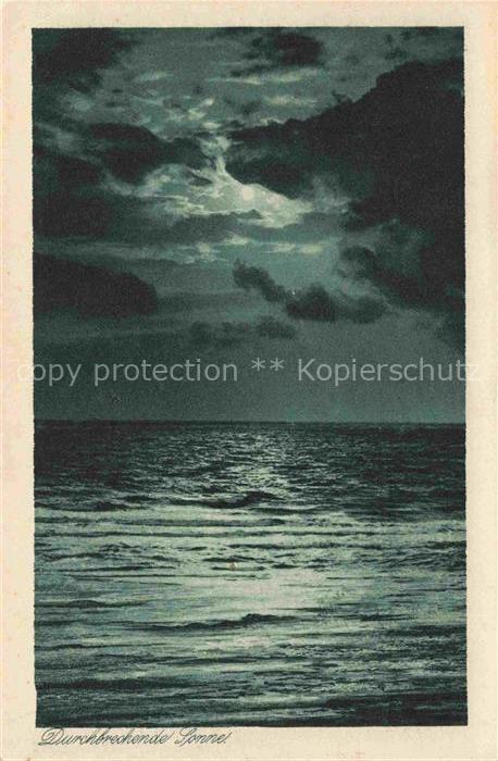 OSTERNOTHAFEN Swinemuende PL Durchbrechende Sonne am Meer Kupfertiefdruck