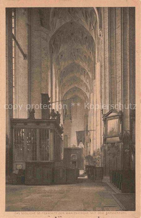 Gotenhafen GDYNIA PL Suedliches Seitenschiff der Marienkirche mit Ratsgestuehl