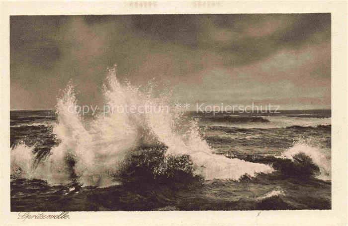 OSTERNOTHAFEN Swinemuende PL Brandung Stuermische See Kupfertiefdruck