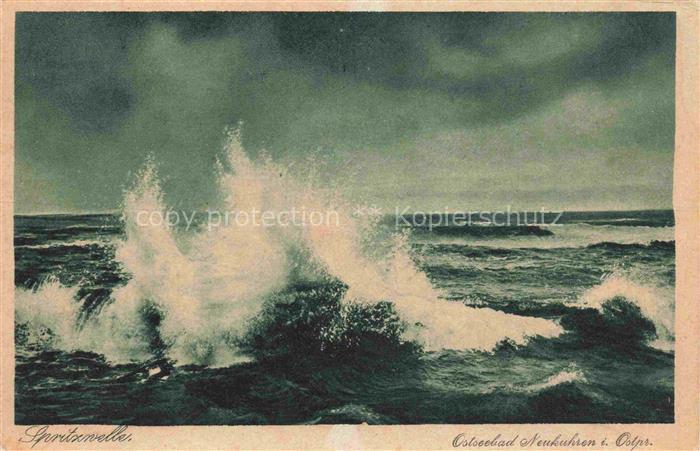 NEUKUHREN Ostseebad Pionerski Kaliningrad RU Spritzellen Stuermische See Brandun