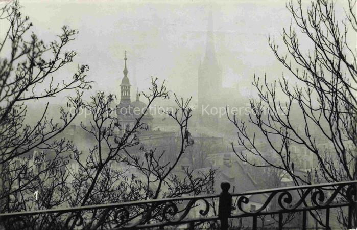 Wollin  Wolin Pommern PL Blick ueber die Stadt im Nebel