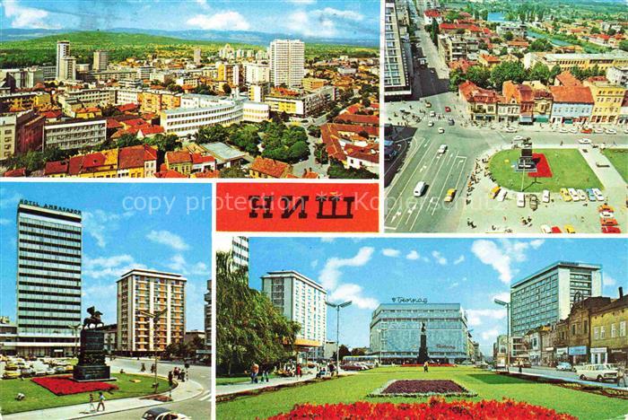 Nisch NIS Okrug Nisava Serbija Stadtpanorama Luftaufnahme Platz Zentrum Hochhaeu