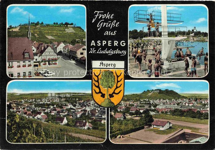 Asperg Panorama mit Festung Hohenasperg Freibad Sprungturm