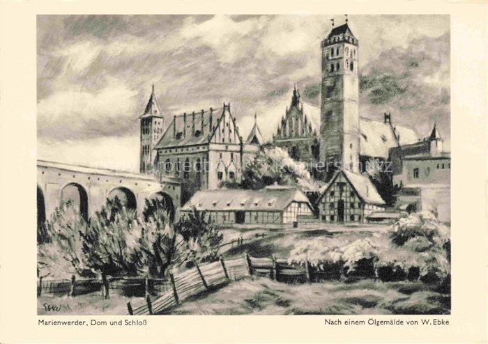 Marienwerder  Westpreussen Kwidzyn PL Dom und Schloss nach einem Gemaede von W.