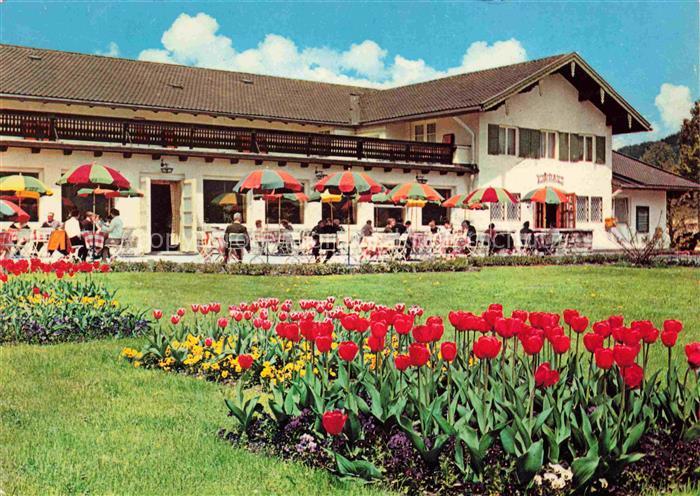Ruhpolding Bayern Kurhaus Terrasse Blumenbeet
