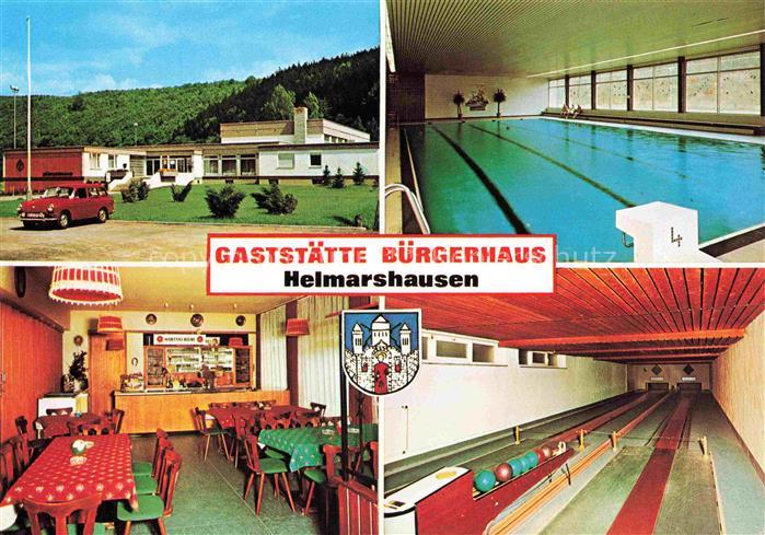 Helmarshausen Gaststaette Buergerhaus Hallenbad Kegelbahn