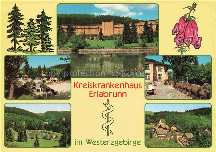 Erlabrunn Erzgebirge Kreiskrankenhaus Terrasse Park Landschaft