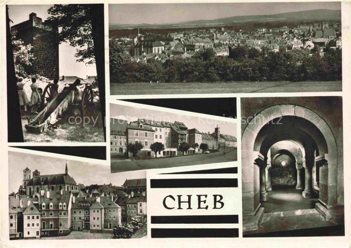 Cheb Eger CZ Teilansichten Panorama Burg Kanone