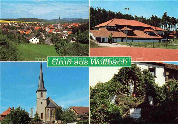 Wollbach Bad Neustadt Rhoen Bayern Panroama Kirche Marienfigur Gedenksteine