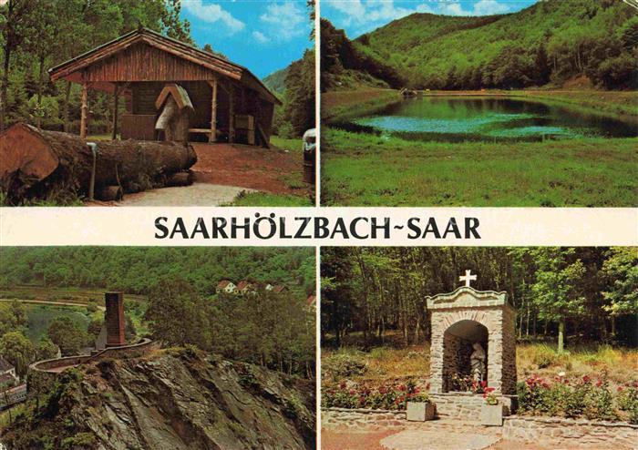 Saarhoelzbach Landschaftspanorama See Huette Holzbrunnen Marienfigur