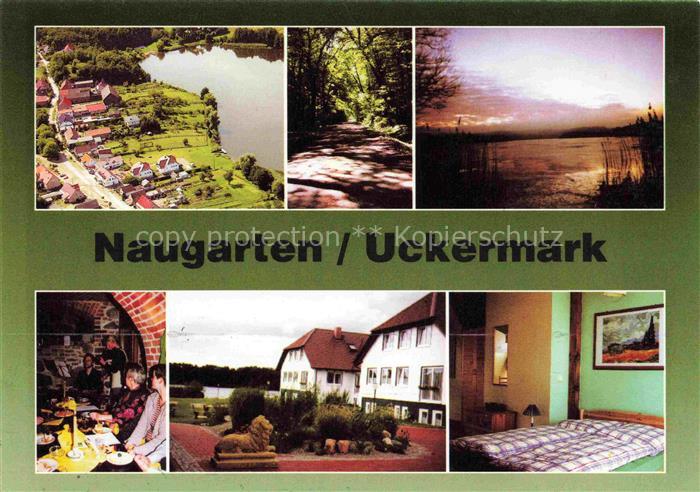 Naugarten Luftaufnahme Waldweg Hotel Restaurant Fremdenzimmer Partie am Wasser