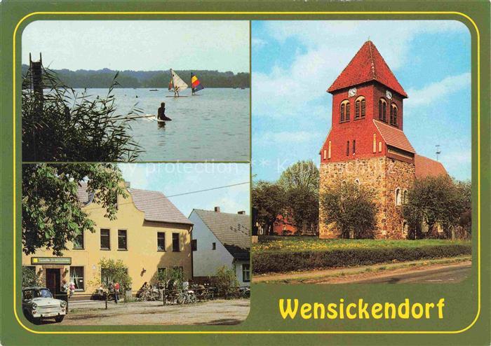 Wensickendorf Badestelle am Rahmersee Dorfkirche Gaststaette Zu den Kastanien