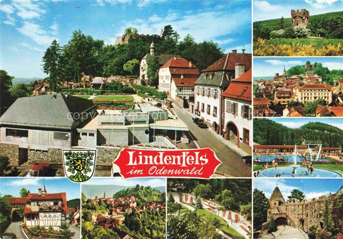 Lindenfels Odenwald Teilansichten Burgruine Freibad